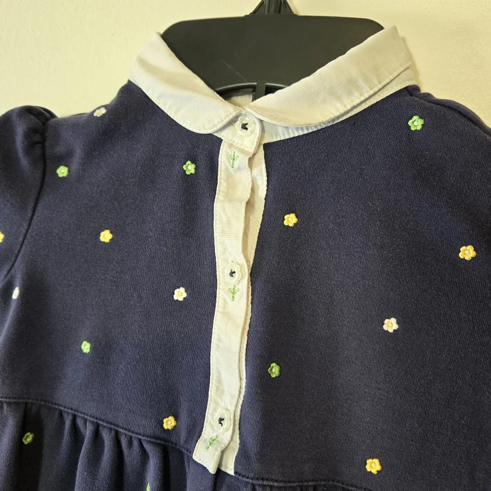 Vintage Gymboree Navy Blue Embroidered Ditsy Floral Jumpsuit Size 18-24 Months